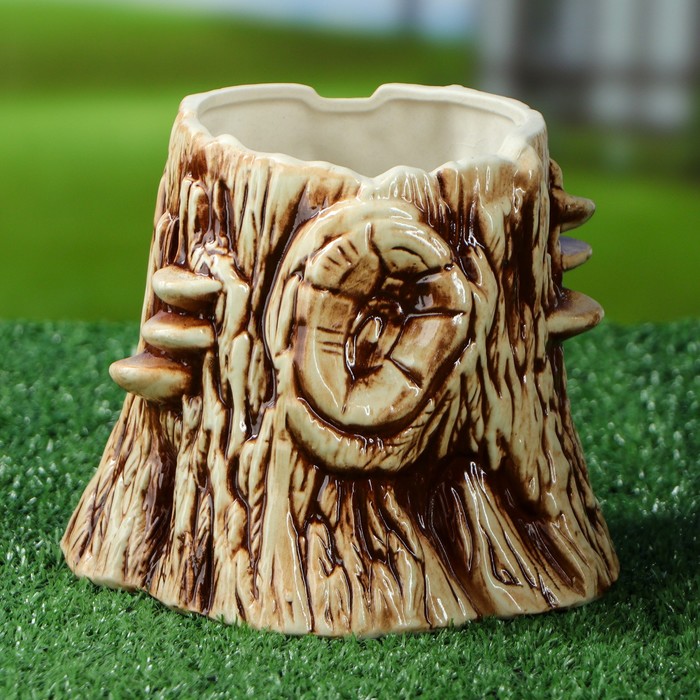 Фигурное кашпо 1,5 л "Пень" шамот