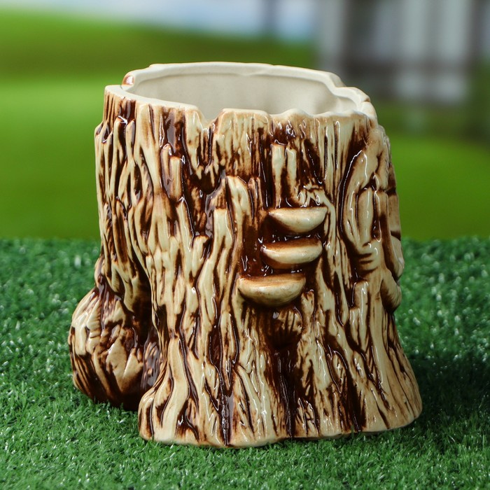 Фигурное кашпо 1,5 л "Пень" шамот