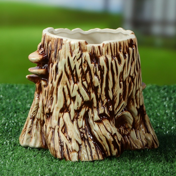 Фигурное кашпо 1,5 л "Пень" шамот