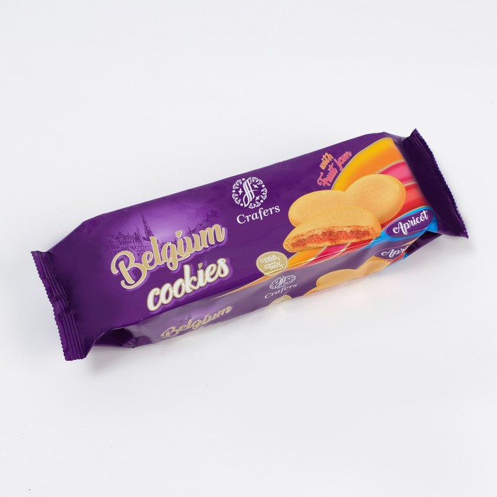 

Печенье сдобное Crafers Belgium cookies с абрикосовой начинкой коррекс, 210г