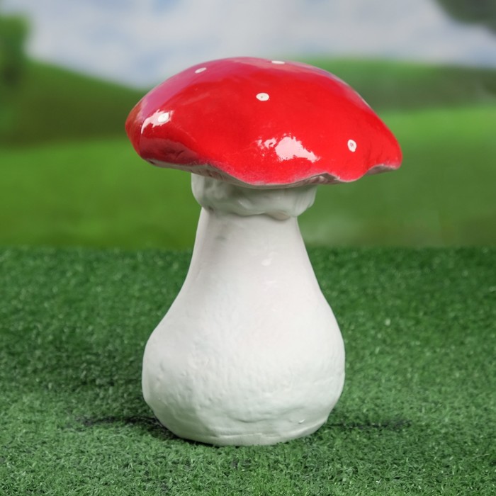 Садовая фигура "Гриб мухомор" малая, круглая шляпка