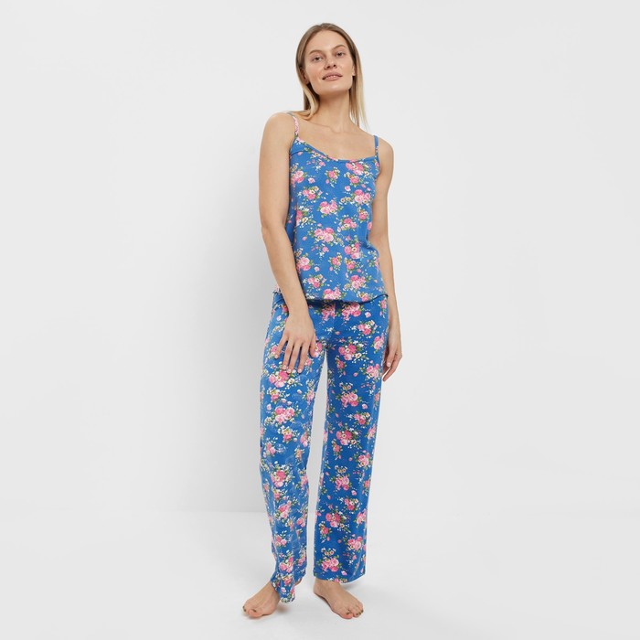 Пижама женская (майка, брюки) цвет индиго, размер 44 цена и фото