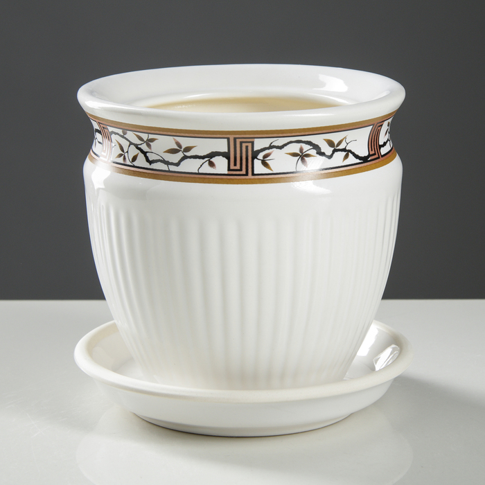 Кашпо "Антика" белое, 1 л