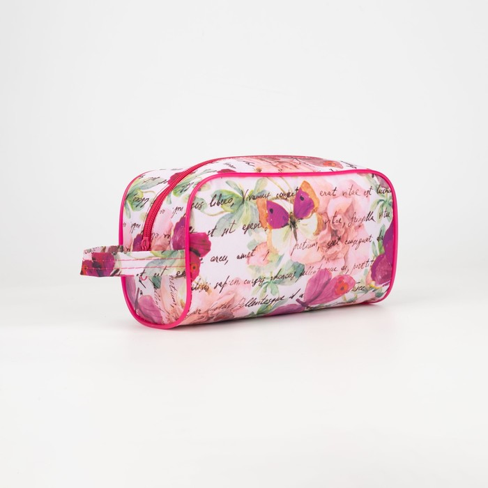 фото Косметичка дор "сумка" 21*8,5*11, отд на молнии, подклад, бабочки лиловые бако текстиль