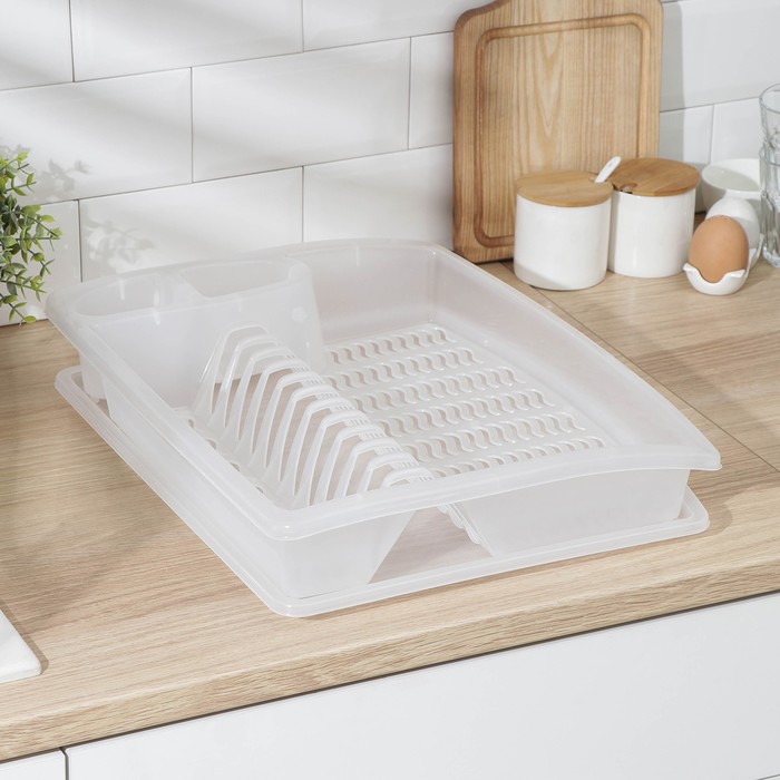 Сушилка для посуды с поддоном, 45,5×38×9 см, цвет белый