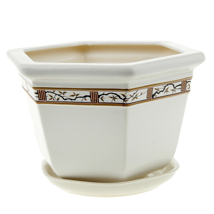 Кашпо "Греция" белое, сакура, 4 л