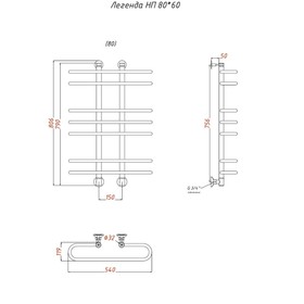 

Полотенцесушитель водяной "Тругор" Легенда НП, 800 х 600 мм