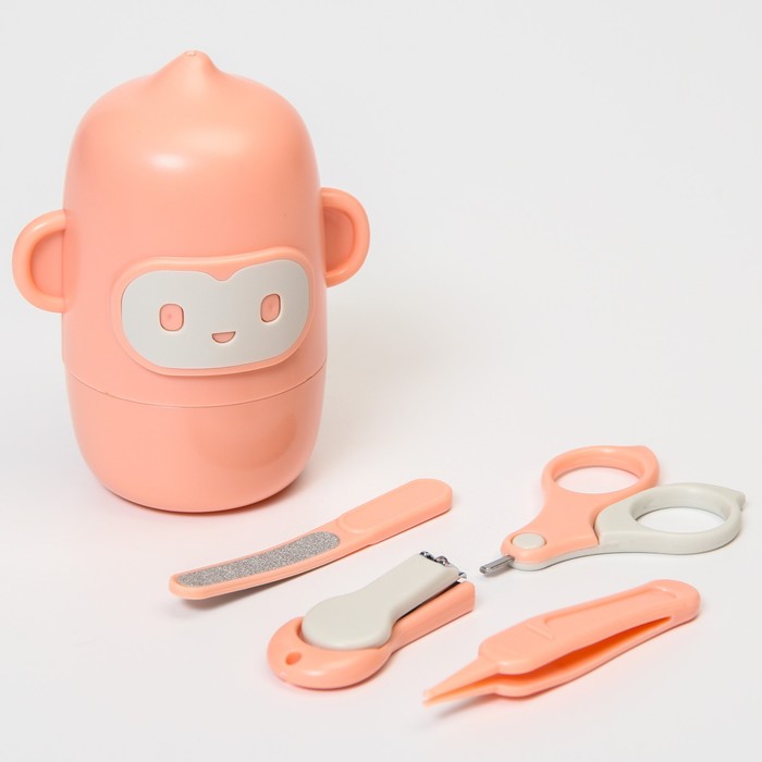 фото Набор маникюрный детский "робот": ножницы, щипчики, пилочка, пинцет, цвет розовый mum&baby