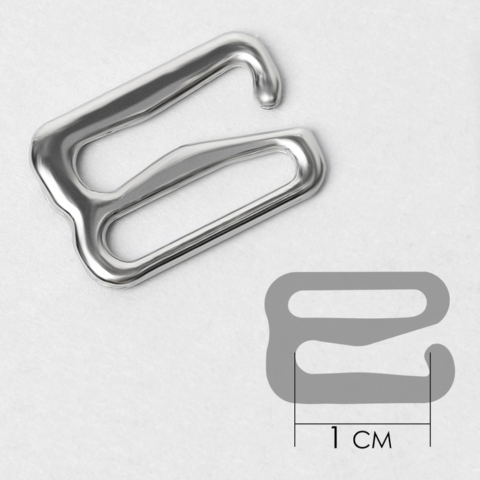 Набор для бретелей металлический: крючки, кольца, регуляторы, 10 мм, цвет серебряный