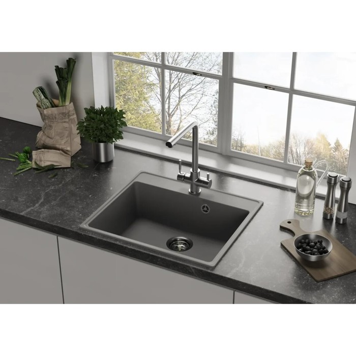 

Мойка кухонная кварцевая Ulgran Quartz Forte 580, 580х500 мм, цвет 07 уголь