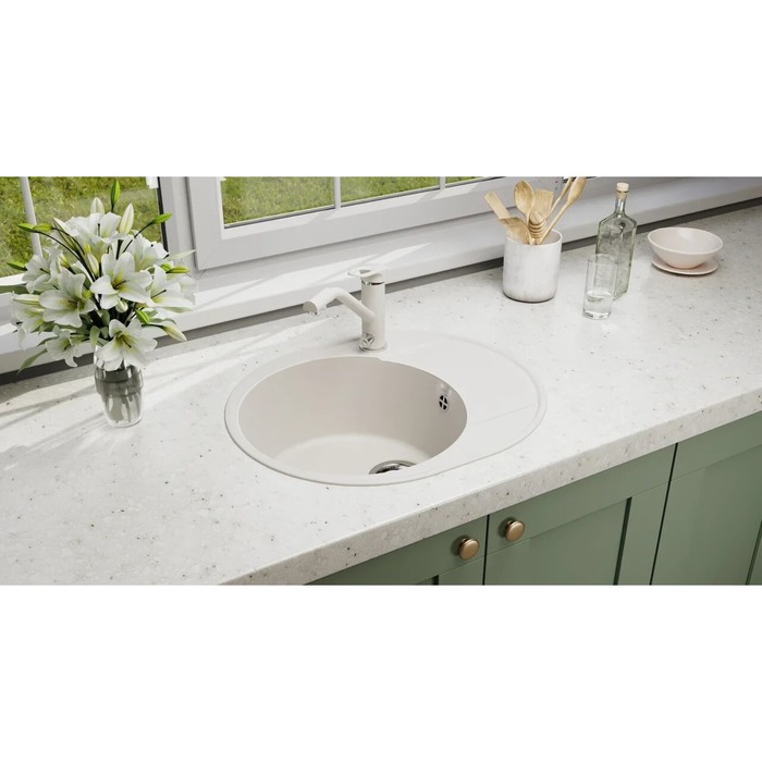 

Мойка кухонная кварцевая Ulgran Quartz Nora 585, 585х485мм, цвет 05 бетон