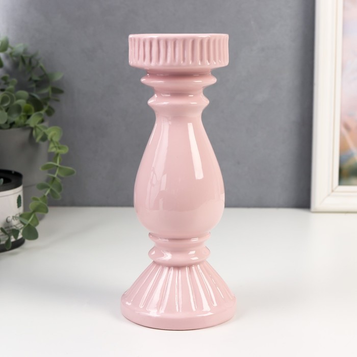 

Подсвечник керамика "Гофре. Классика" розовый 25,3х8,5х8,5 см