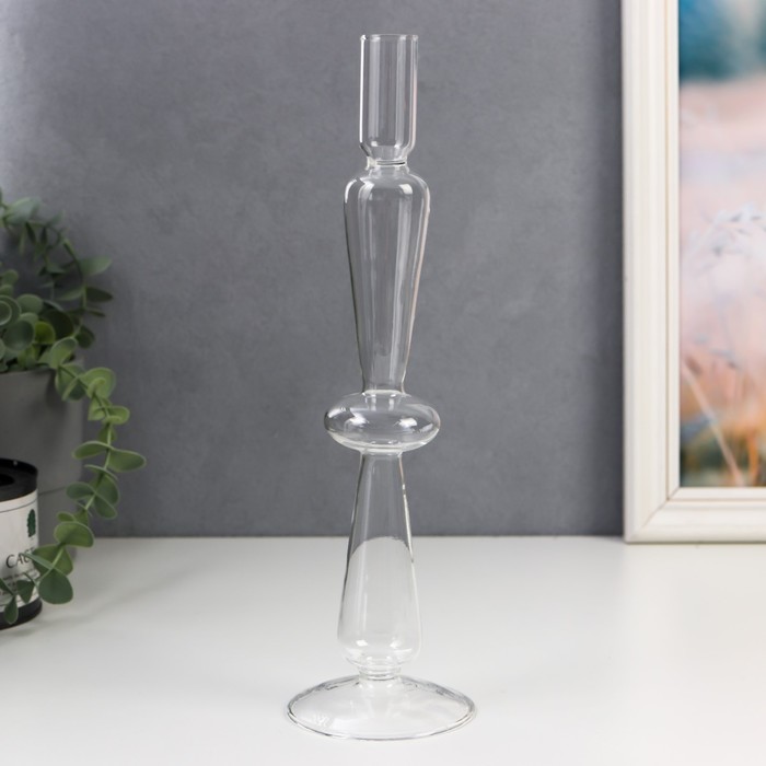 Подсвечник стекло на 1 свечу Эльзас прозрачный 30х8,5х8,5 см