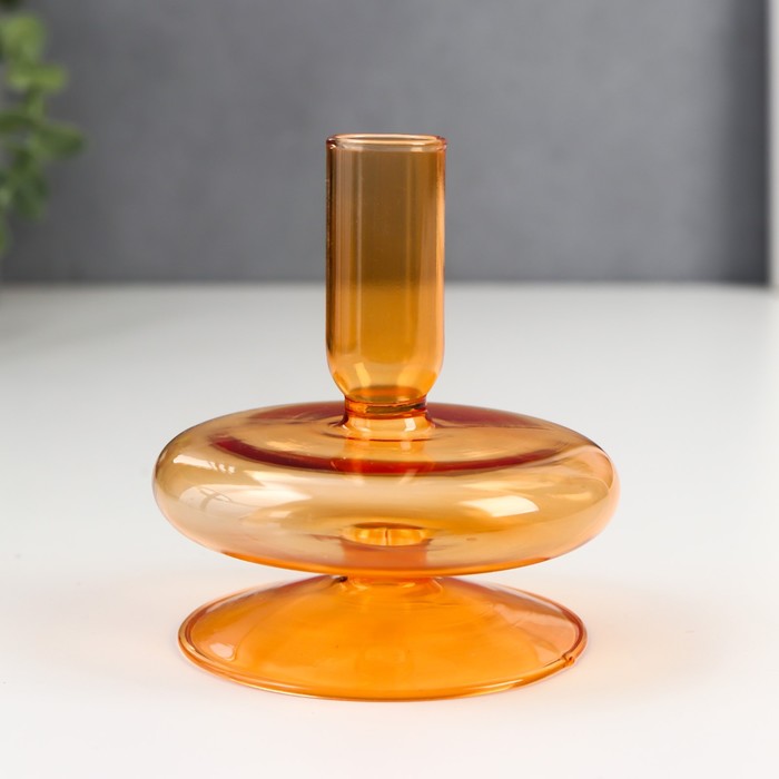 Подсвечник стекло на 1 свечу Эсон прозрачный оранж d=1 см 11 см