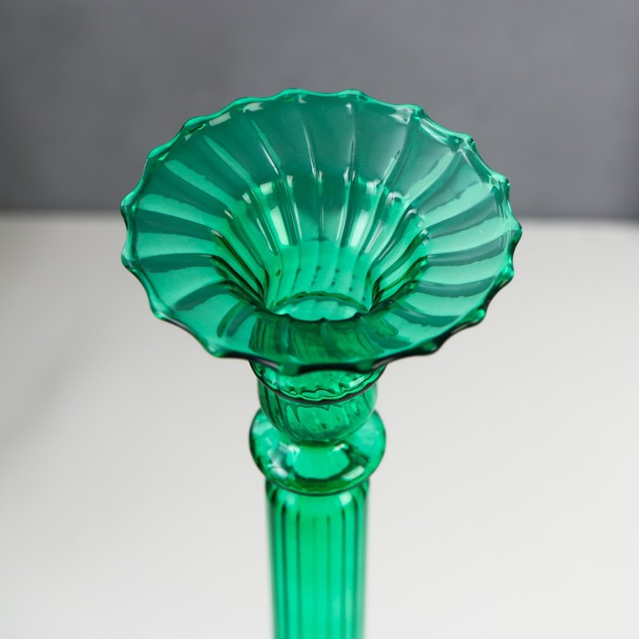 фото Подсвечник стекло на 1 свечу "аверон" прозрачный зелёный 30х7,5х7,5 см