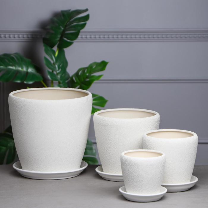 Набор кашпо 4 шт. "Грация" шёлк, белое, 10 л/ 4,5 л/ 2,3 л/ 1,2 л