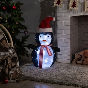 Светодиодная фигура «Пингвин» 35 × 70 × 35 см, металл, текстиль, 220 В, свечение белое Ош