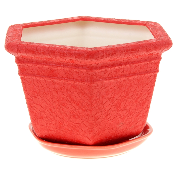 Кашпо "Греция" шёлк, красное, 4 л