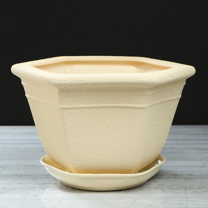 Кашпо "Греция" шёлк, бежевое, 6 л