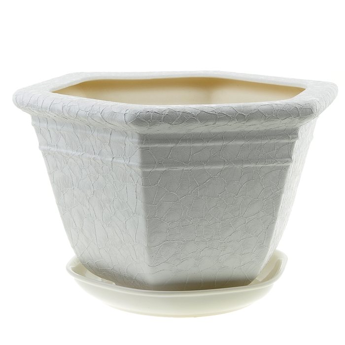 Кашпо "Греция" шёлк, белое, 6 л