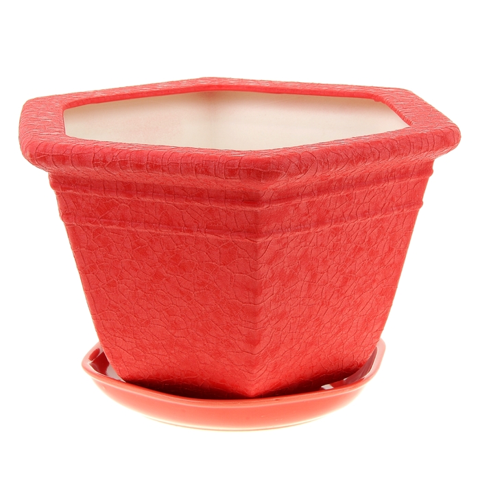 Кашпо "Греция" шёлк, красное, 6 л