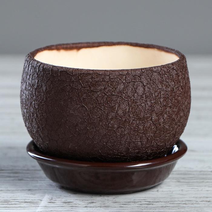 Кашпо "Шар" шёлк, шоколадное, 0,4 л