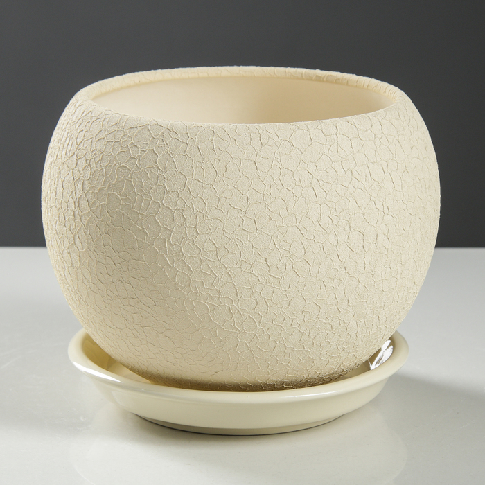 Кашпо "Шар" шёлк, бежевое, 1,4 л