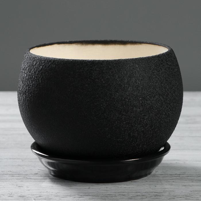 Кашпо "Шар" шёлк, чёрное, 1,4 л