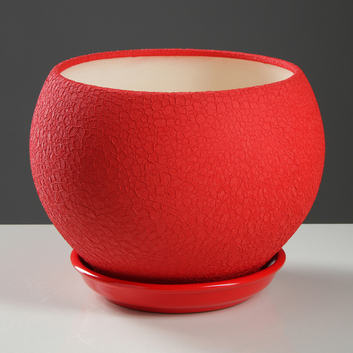 Кашпо "Шар" шёлк, красное, 4,1 л