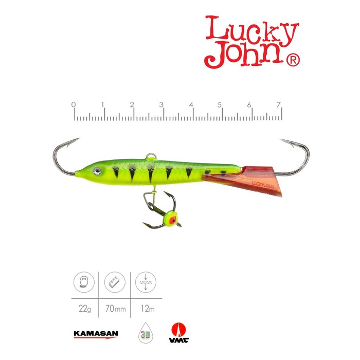 фото Балансир lucky john classic 7 + тройник, 7 см, цвет 36rt блистер