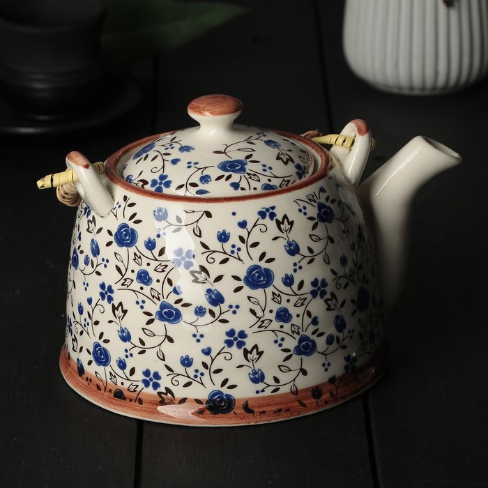 Чайник заварочный 600 мл "Виньетки", цвет синий