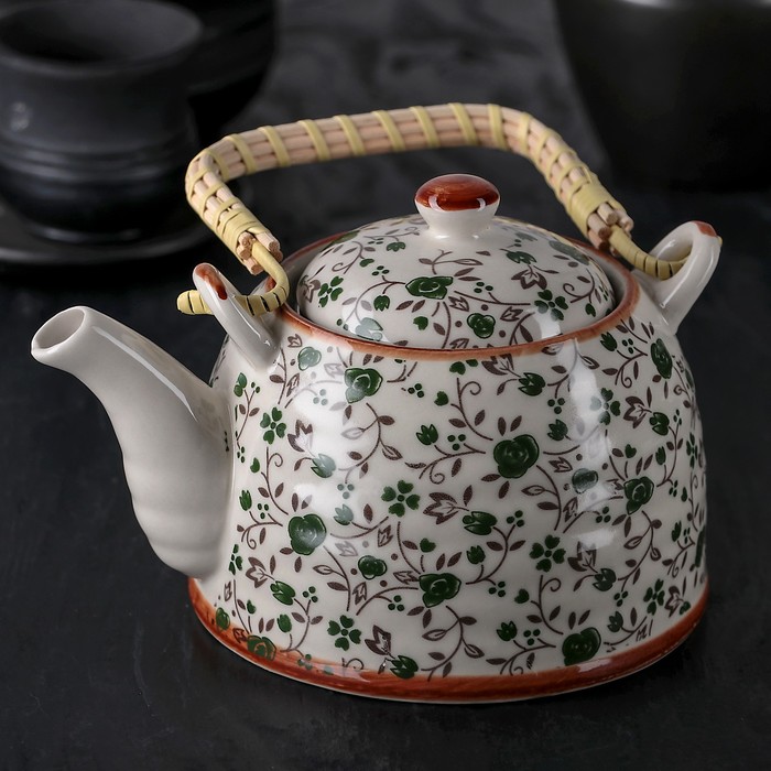 Чайник заварочный 600 мл "Виньетки", цвет зеленый
