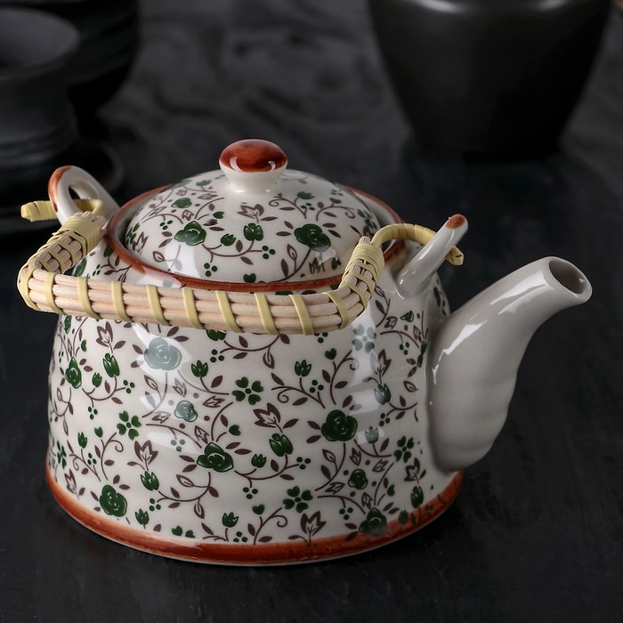 Чайник заварочный 600 мл "Виньетки", цвет зеленый