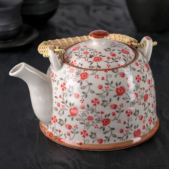 Чайник заварочный 900 мл "Виньетки", цвет розовый