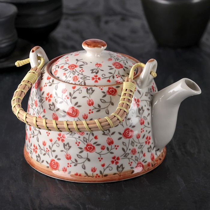 Чайник заварочный 900 мл "Виньетки", цвет розовый