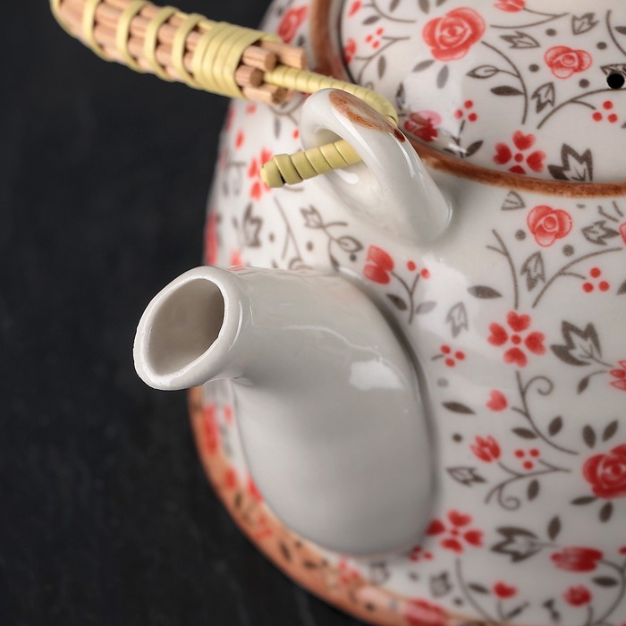 Чайник заварочный 900 мл "Виньетки", цвет розовый