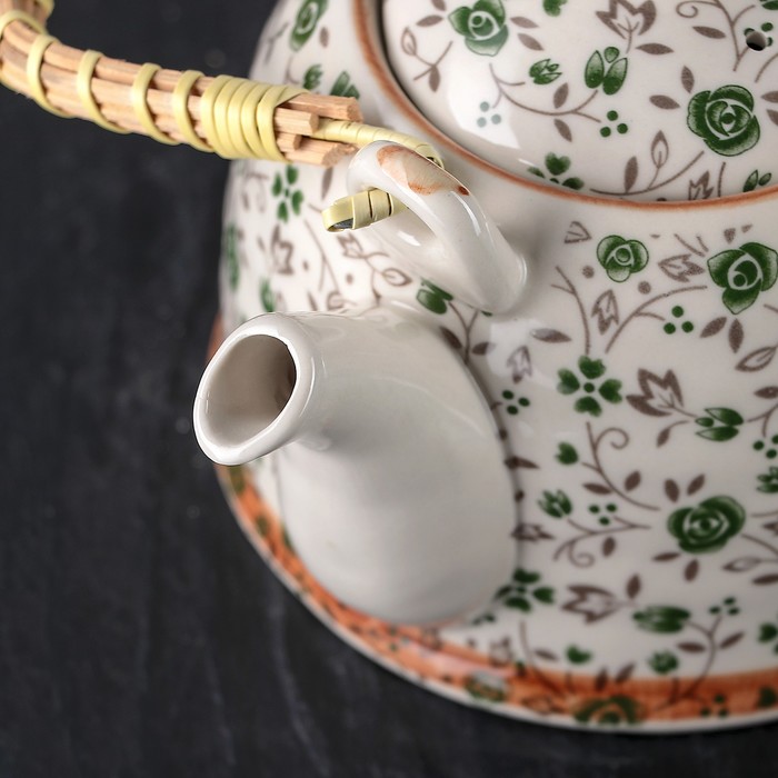 Чайник заварочный 900 мл "Виньетки", цвет зеленый