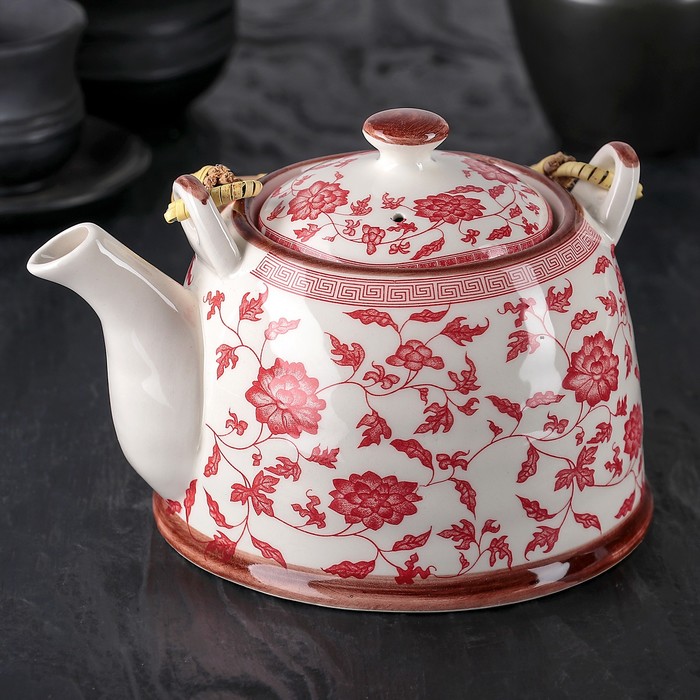 Чайник заварочный 900 мл "Розовый куст", цвет красный