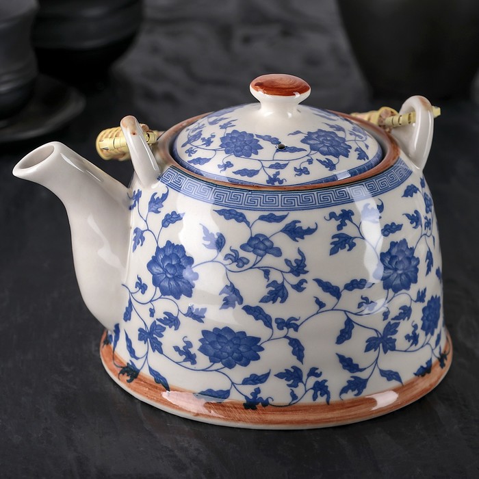 Чайник заварочный 900 мл "Розовый куст", цвет синий