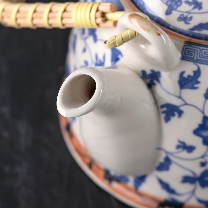 Чайник заварочный 900 мл "Розовый куст", цвет синий