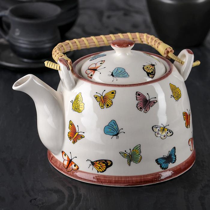 Чайник керамический заварочный с металлическим ситом «Бабочки», 900 мл чайник керамический заварочный с металлическим ситом бабочки 900 мл