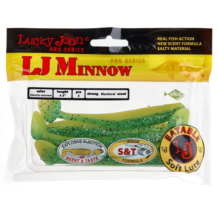 

Виброхвосты съедобные LJ Pro Series MINNOW 4.4in (11.10)/T18 5шт.