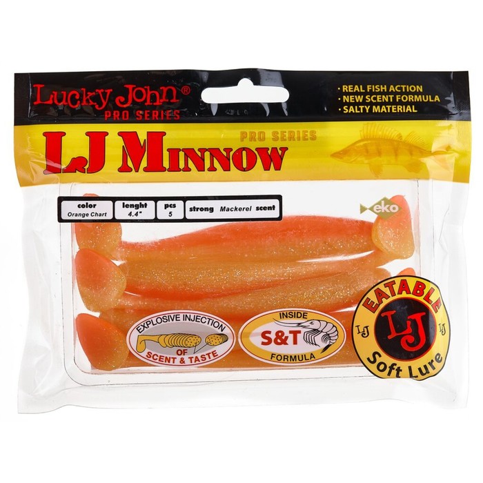 

Виброхвосты съедобные LJ Pro Series MINNOW 4.4in (11.10)/T26 5шт.