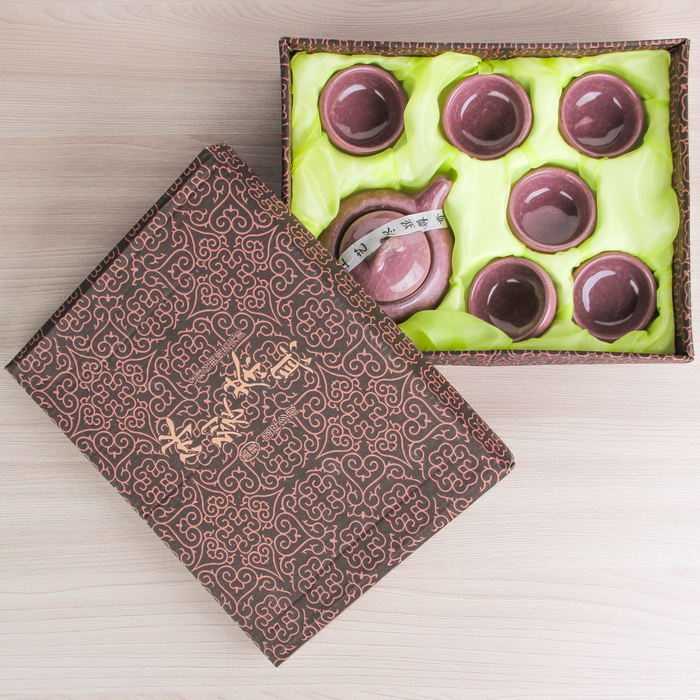 Набор для чайной церемонии "Лунный камень. Сирень", 7 предметов: чайник 150 мл, чашки 50 мл