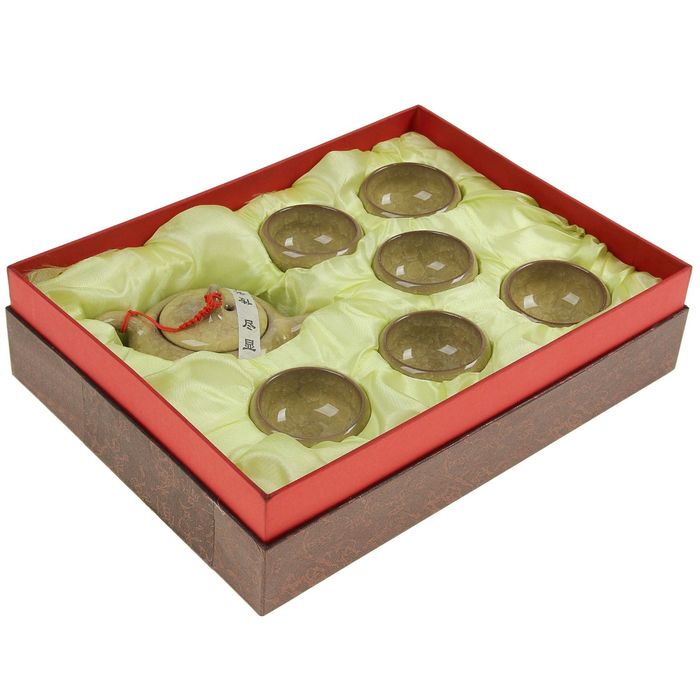 Набор для чайной церемонии 7 предметов "Лунный камень" золото (чайник 150 мл, чашка 50 мл)