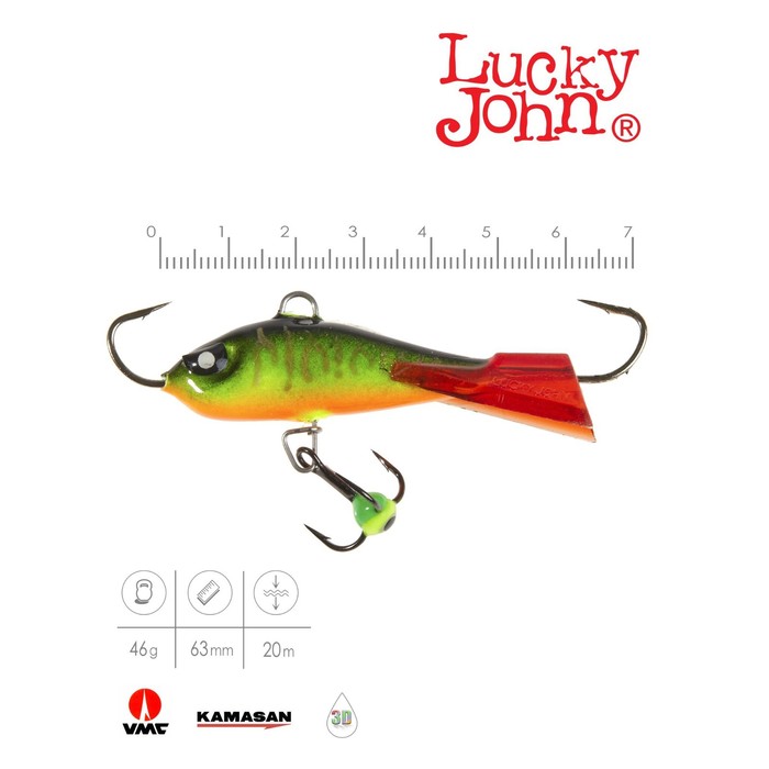 фото Балансир lucky john baltic 6 + тройник, 6 см, цвет 301rt блистер