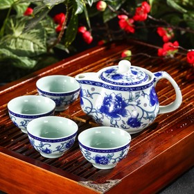 Набор для чайной церемонии «Синий цветок», 5 предметов: чайник 200 мл, чашка 30 мл Ош