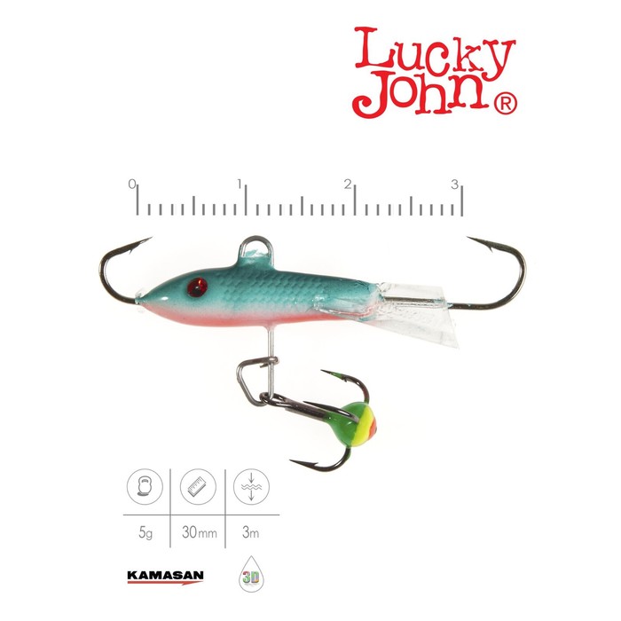 фото Балансир lucky john classic 3 + тройник, 3 см, цвет 54 блистер