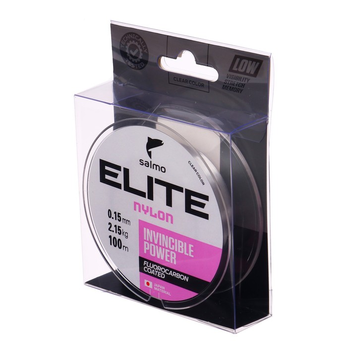 фото Леска монофильная salmo elite fluoro coated nylon, диаметр 0.15 мм, тест 2.15 кг, 100 м, прозрачная