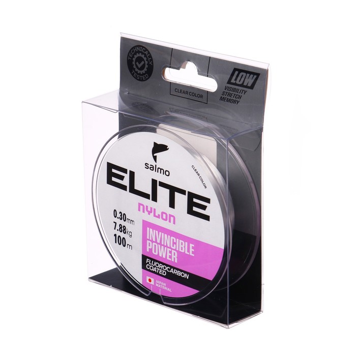 фото Леска монофильная salmo elite fluoro coated nylon, диаметр 0.3 мм, тест 7.88 кг, 100 м, прозрачная